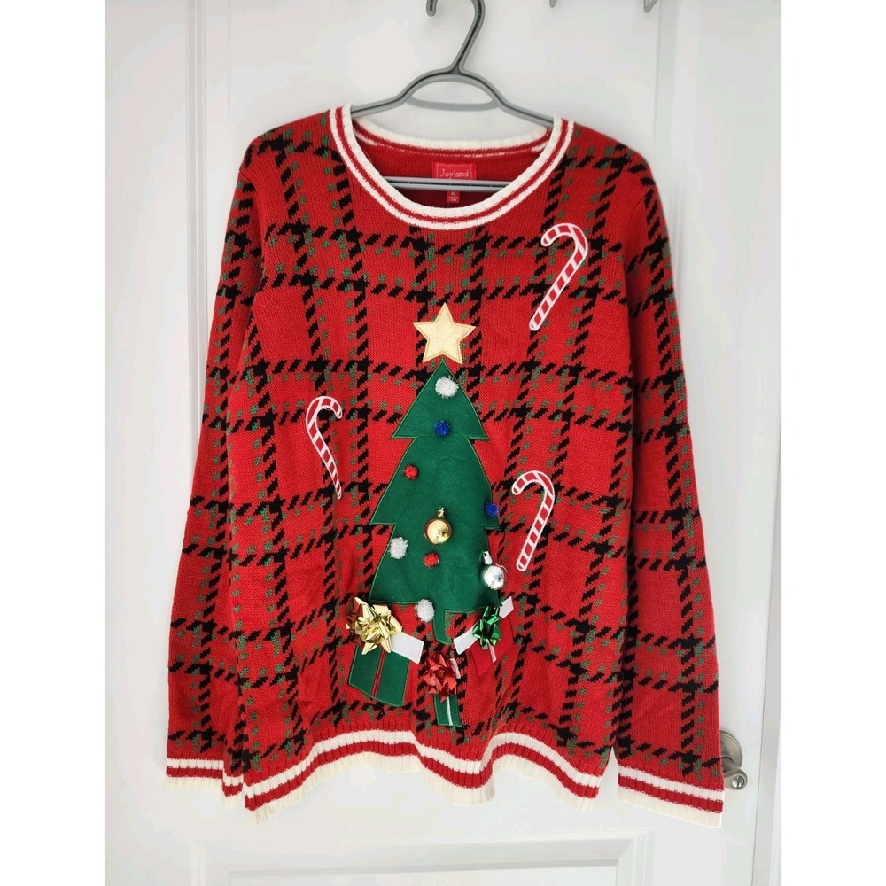 Joyland Women's Ugly Christmas Sweater Tree‎ with Ornaments Size XL